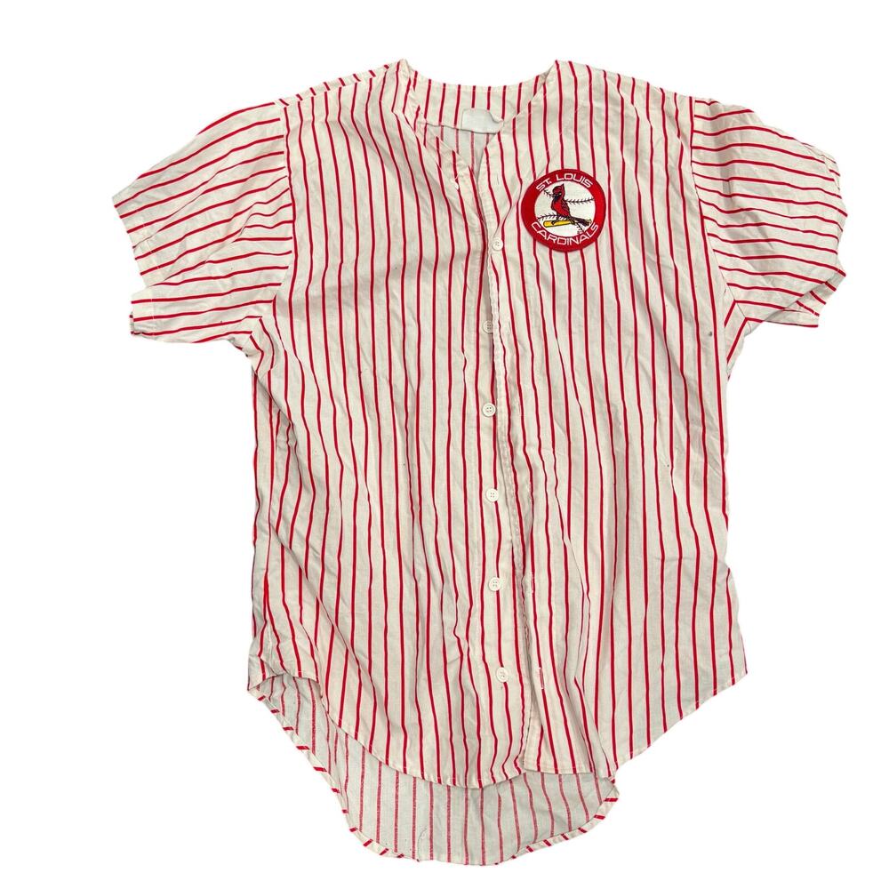 Vintage St. Louis Cardinals Pinstriped Button Up Jersey Style Shirt Mens Sz?